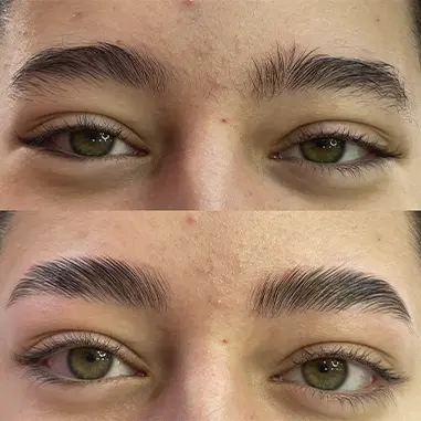Brow lamination, antes e depois