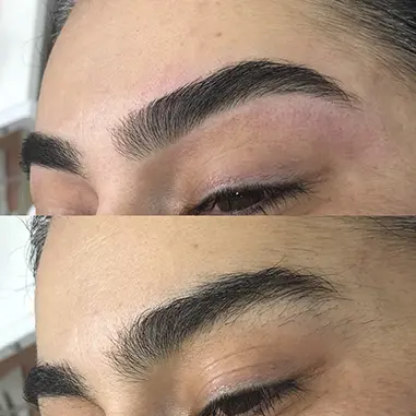 Design de sobrancelha, antes e depois