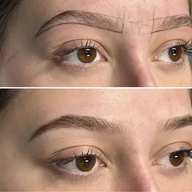 Micropigmentação de sobrancelha, antes e depois